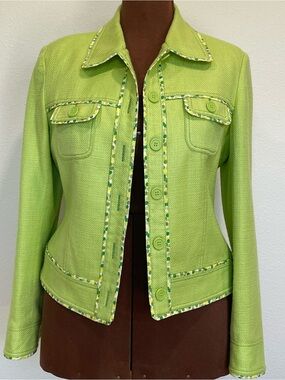Women's Lime Green Tailored Button-Front Jacket